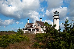 Evergreens Surround Highland Light on Cape Cod